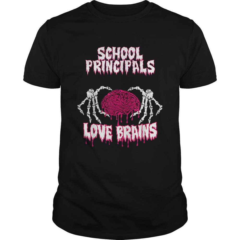 School Principal Halloween Teachers Loves Brains Shirt
